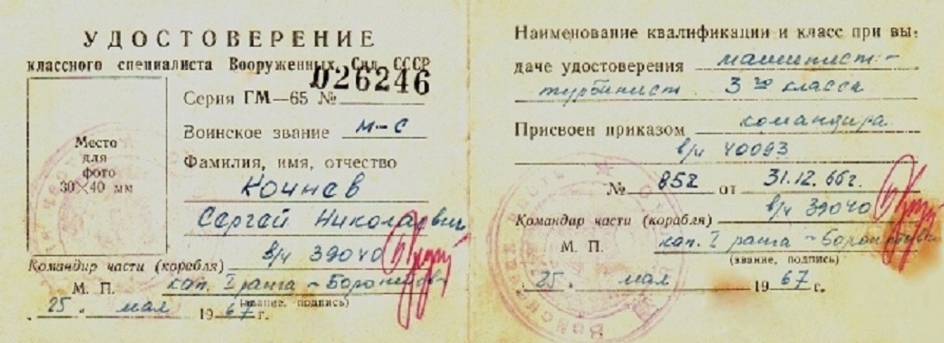Свидетельство классности специалиста